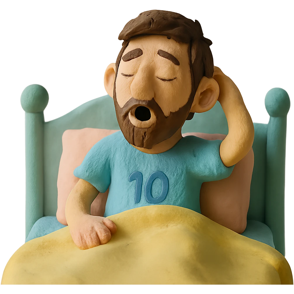 Messi waking up, pastel colors emoji