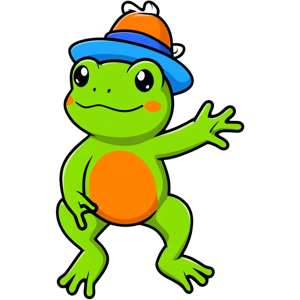 frog wearing a double blue hat emoji