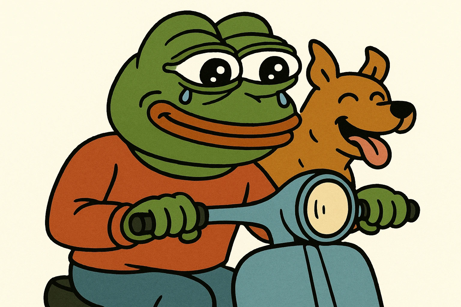 man and his pet dog riding a vespa emoji