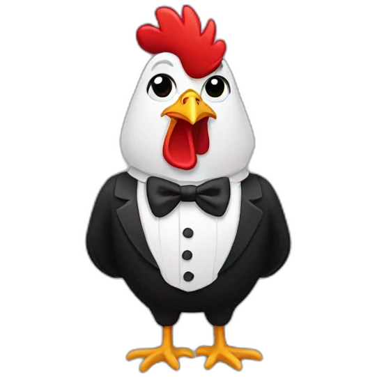 a rooster in a tuxedo emoji