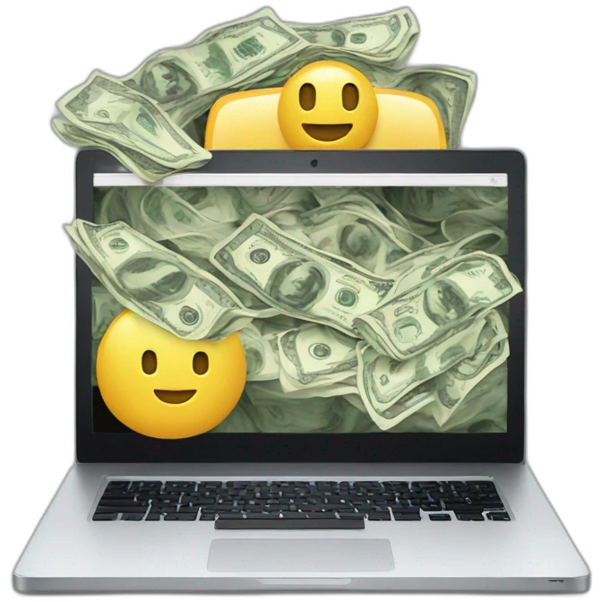laptop on its screen is money emoji