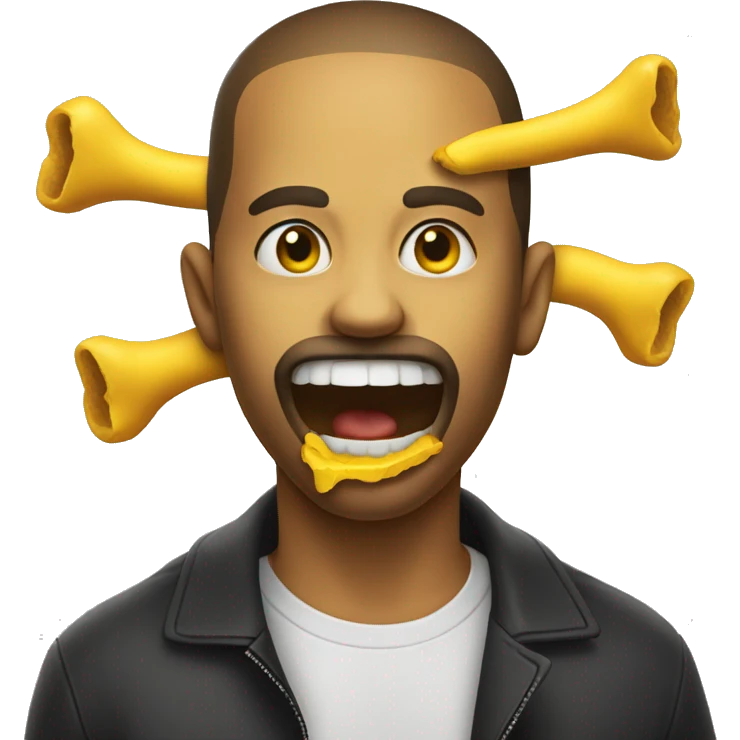 Emoji with yellow bone in it's mouth emoji