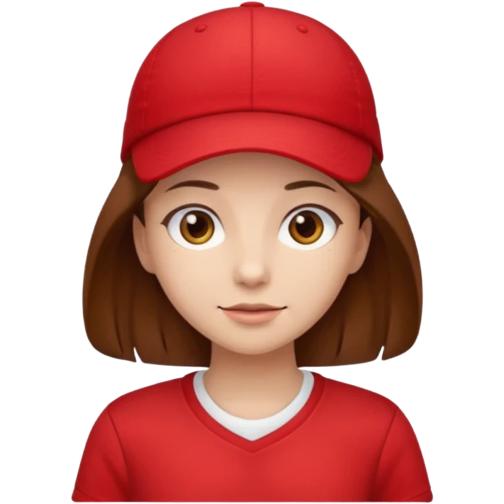red tennis hat and red tshirt girl brown haired emoji