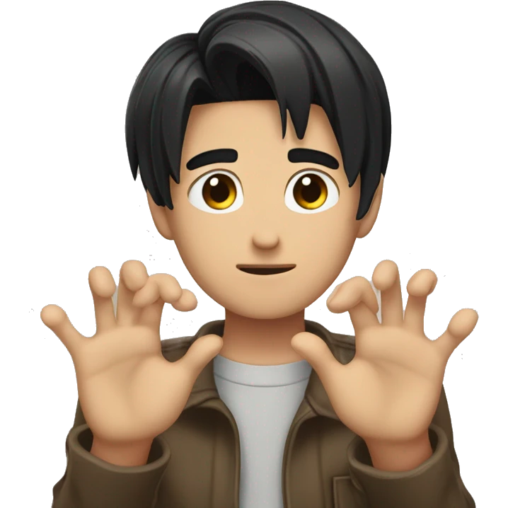levi ackerman making a heart with hands emoji