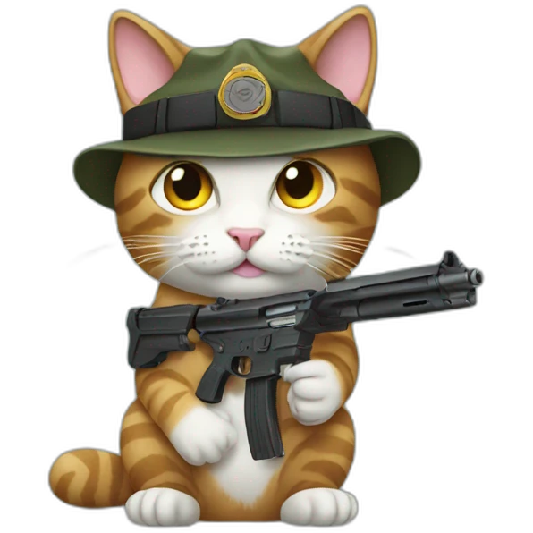 Cat with a gun emoji
