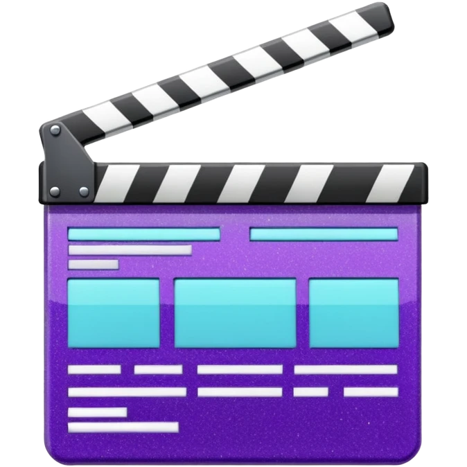 Glitter purple and cian clapperboard emoji
