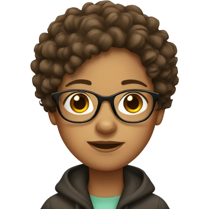 girl with curly brown hair and glasses emoji