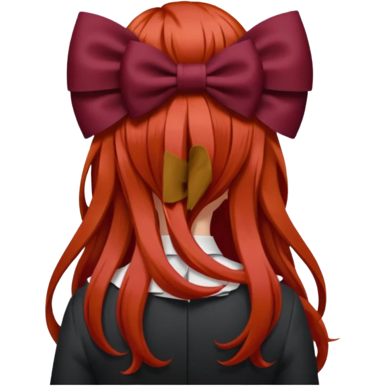red long hairs with burgundy bow from the back emoji