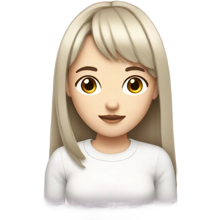 white brunette with bangs kawaii emoji
