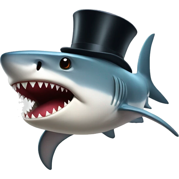 Shark with a top hat emoji