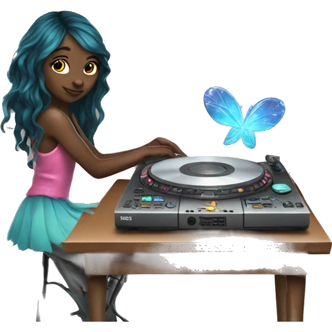 a fairy girl and dj table emoji