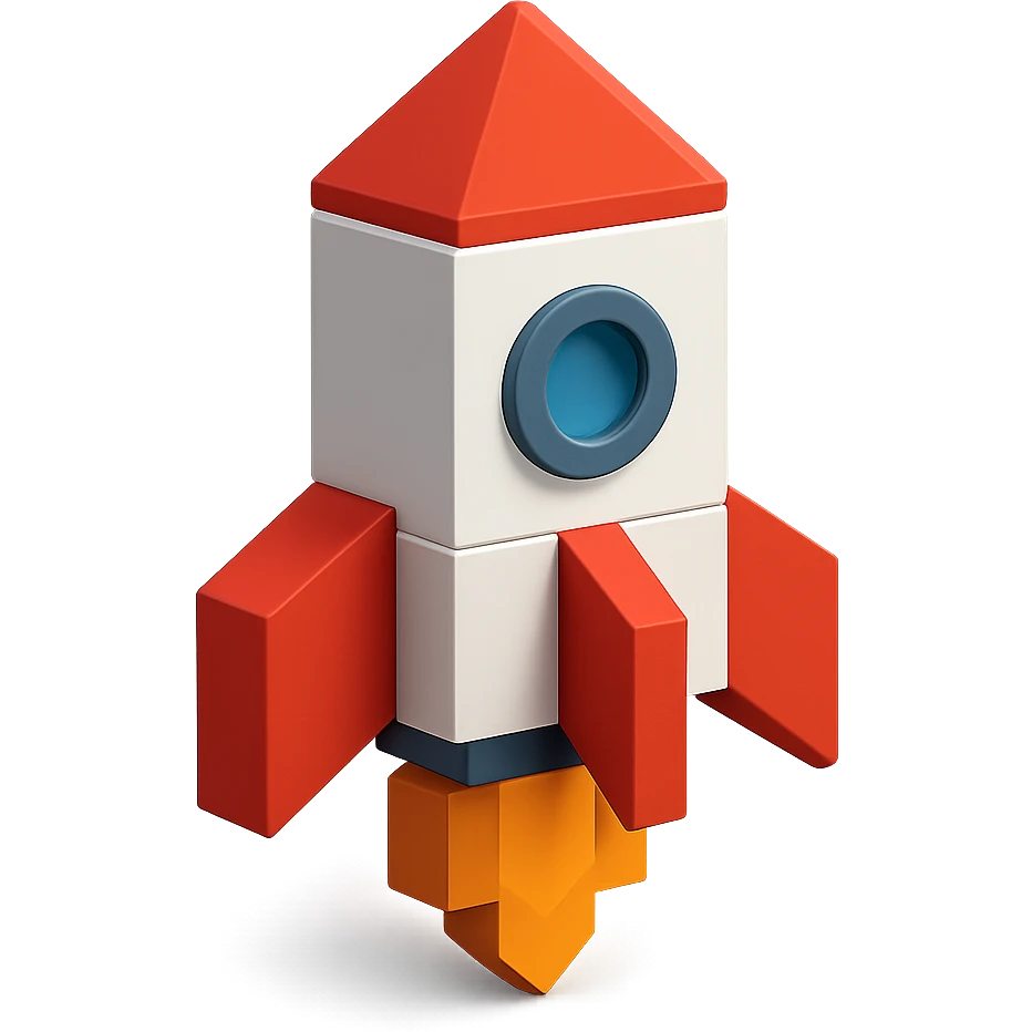 rocket, minimalist geometric style, 3D blocks icon emoji