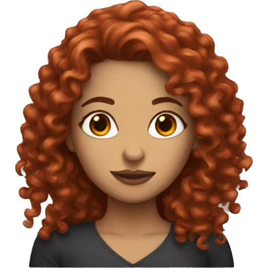 woman with red, long and curly hair and hazel eyes emoji
