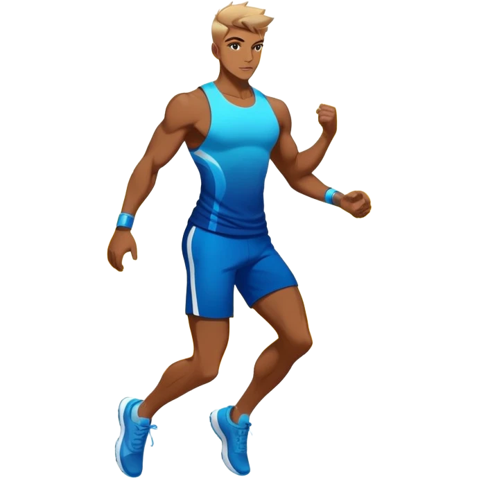 Masculine silhouette with athletic wear, surrounded by transformative energy aura, dynamic style essence with floating fashion elements emoji