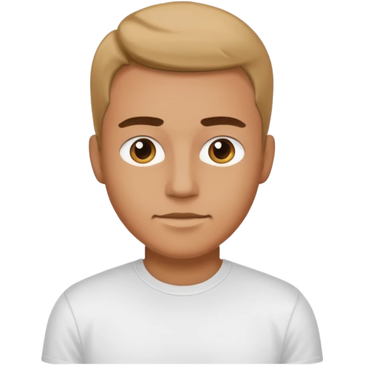 A man, shot from the center of his chest, but wearing a T-shirt emoji