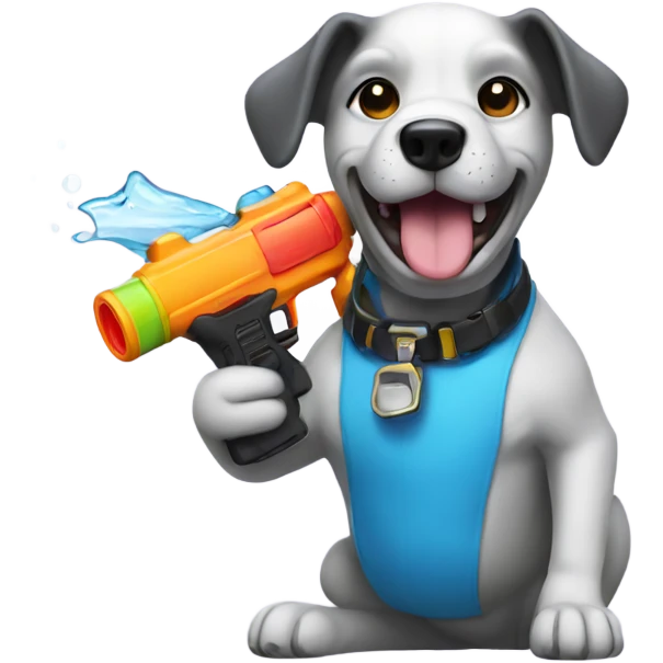 Dog holding a water gun  emoji