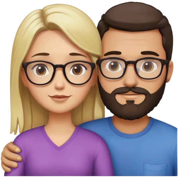 Bir adam ve bir kız var adam koyu kahve saçlı kirli sakallı gözlüklü biri kiz iste kumral saçlı  ikisi birbirine ssriliyorlar emoji