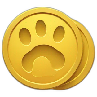 coin with paw yellow flat cartoony emoji