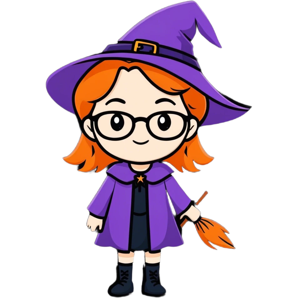 A pretty witch with nerdy glasses emoji