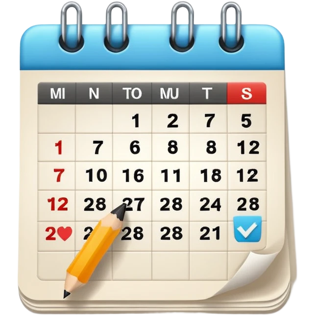 calendar with checkmarks representing a routine emoji