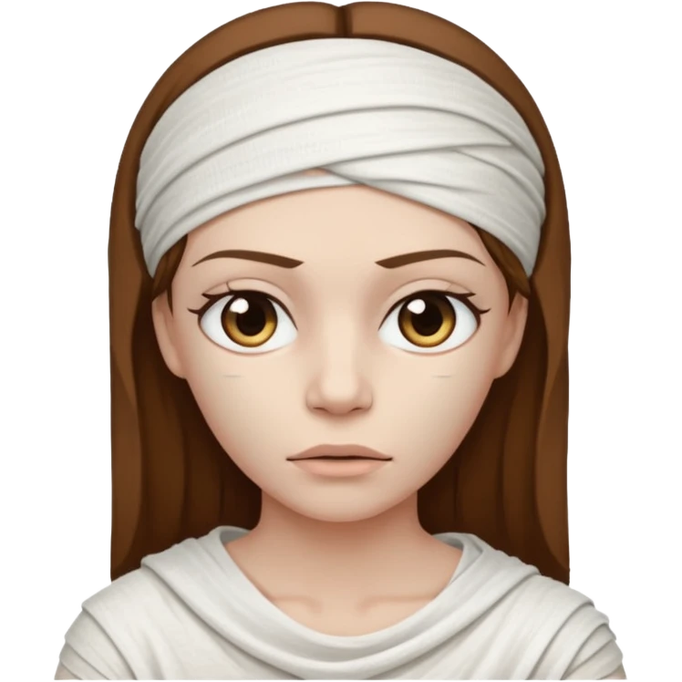 Mummy, his clothes:white T-shirt, brown hair emoji