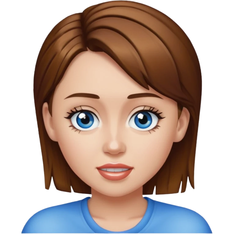 Miley Cyrus with blue eyes, brown hair emoji