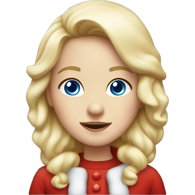 Girl dressed as Santa Claus, blue eyes, blond hair emoji