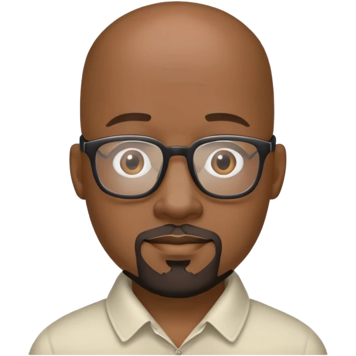 Black bald man Gootee glasses emoji