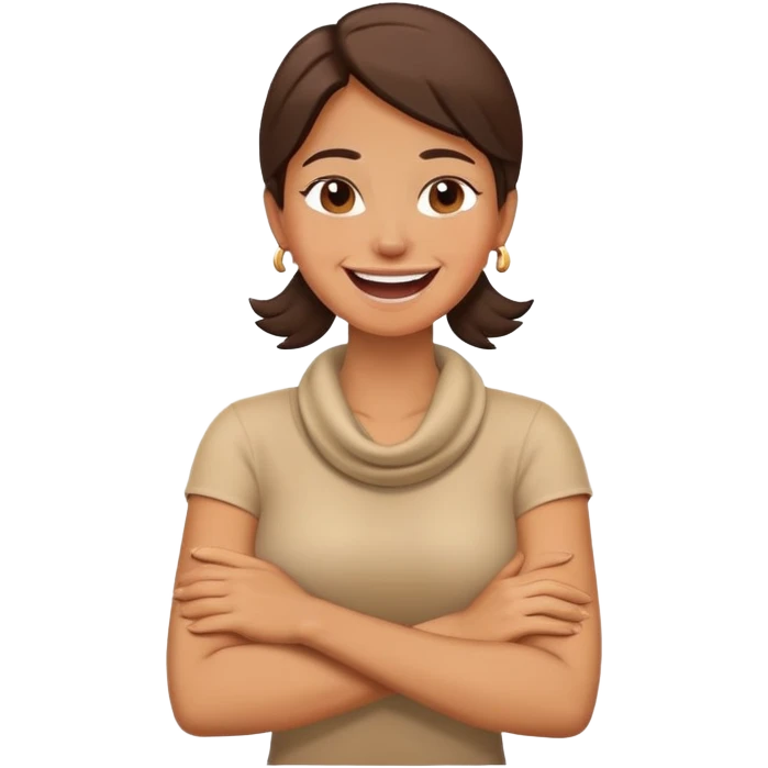 arms crossed holding neck laughing woman emoji