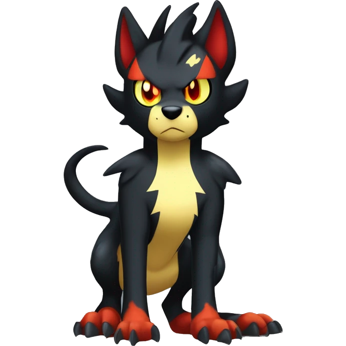 Cool Edgy Litten-Houndoom-Luxray Fakémon Digimon with Edgy markings, full body, outlined emoji