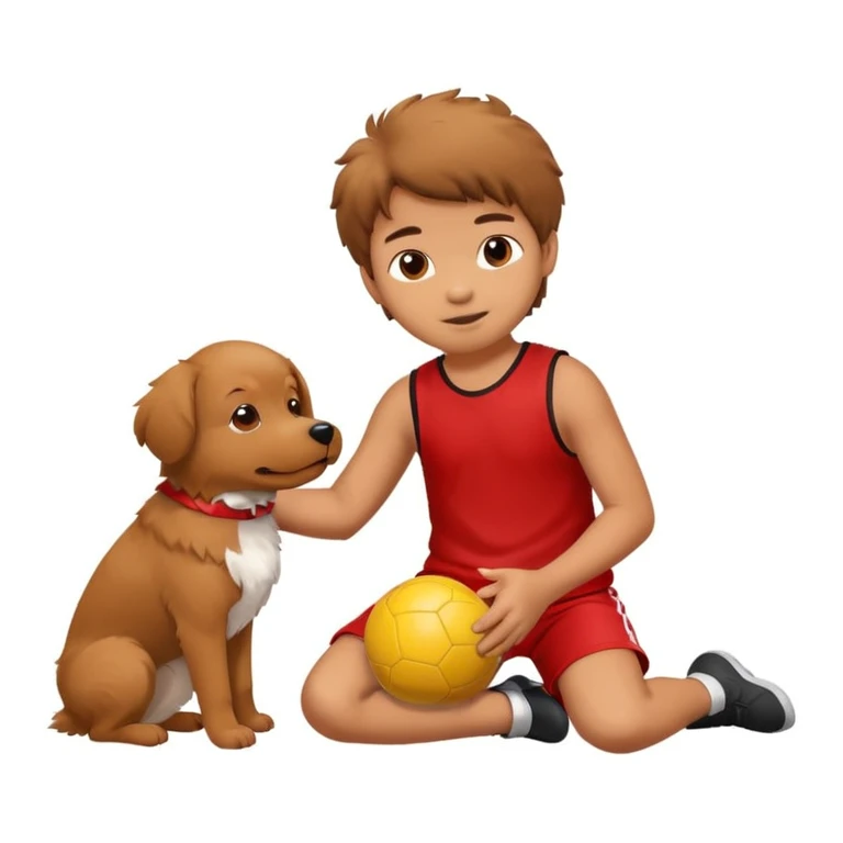 kid and dog playing with ball emoji