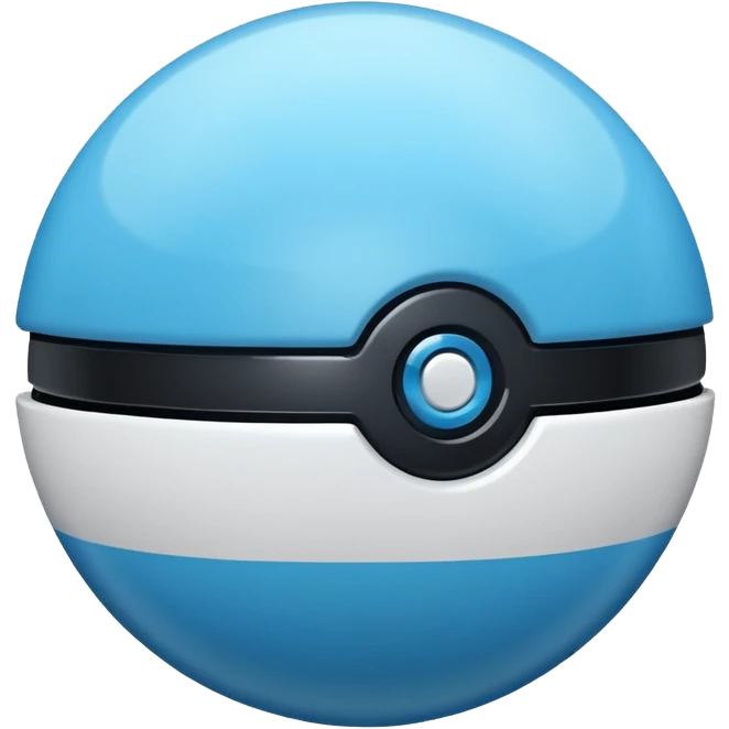vibrant blue pokeball emoji with a black stripe and highlights emoji
