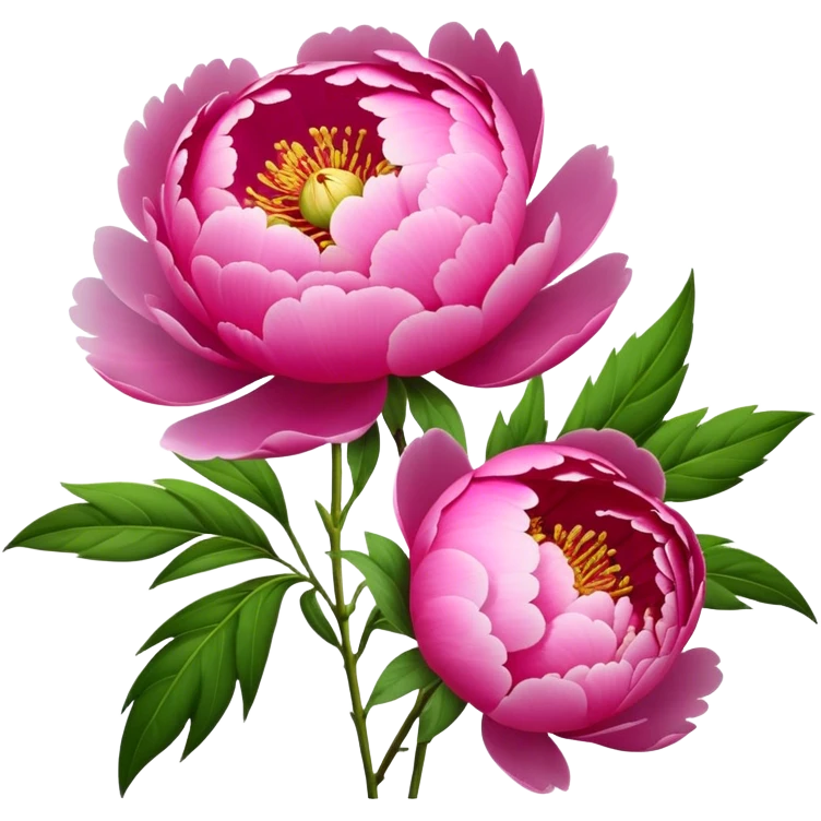 bouquet pink Peony, luxuriant, stem, leaf, bud emoji