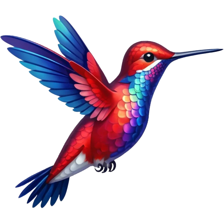Color red and navy blue hummingbird emoji