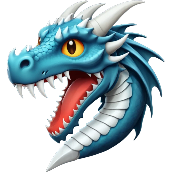 iOS style emoji, minimal dragon fang, dark fantasy object emoji