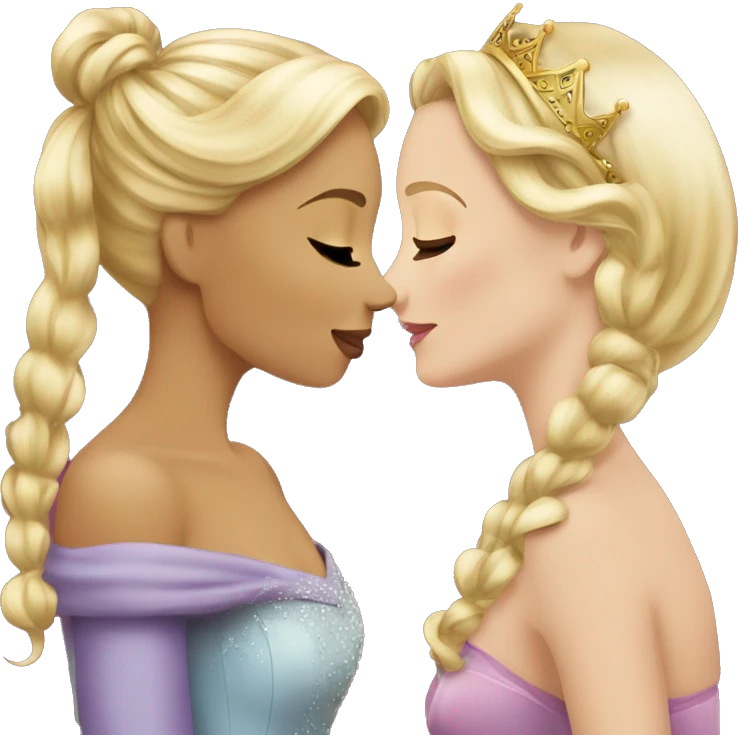 2 women princesses couple blonde kiss emoji
