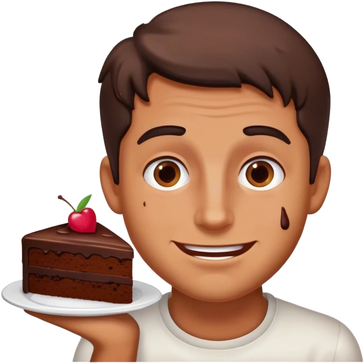 man after eating chocolate cake emoji