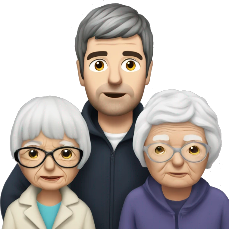 liam and noel gallagher with 3 elderly woman emoji