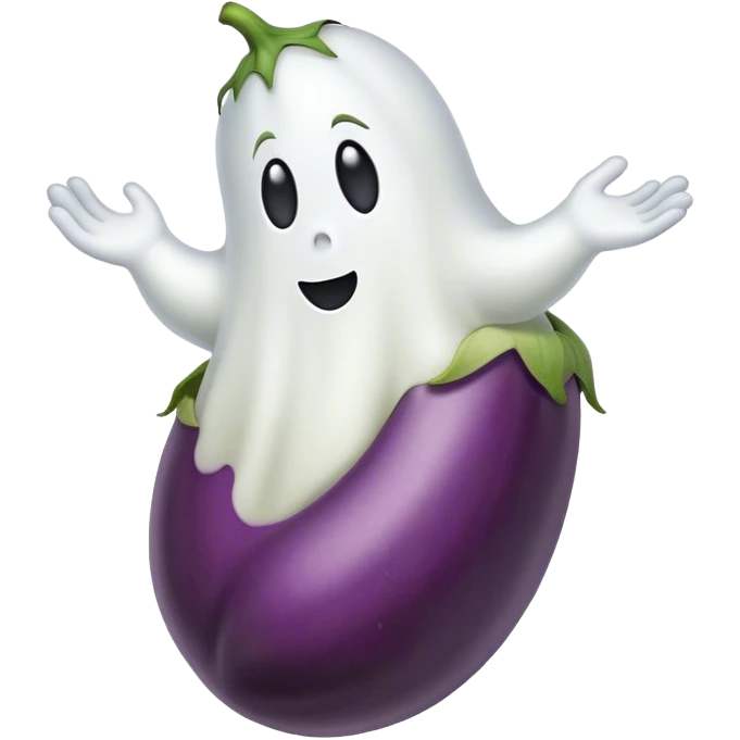 Ghost floating out of eggplant emoji