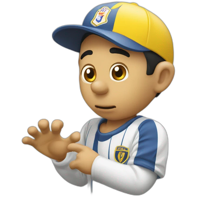 riquelme haciendo el topo gigio emoji