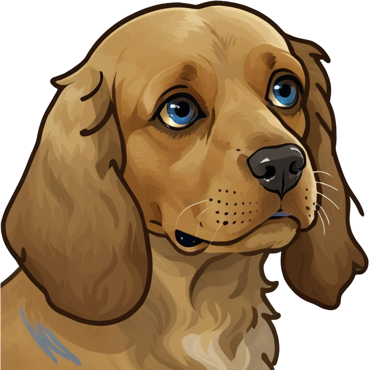 Light brown cocker spaniel with blue eye and brown eye  emoji
