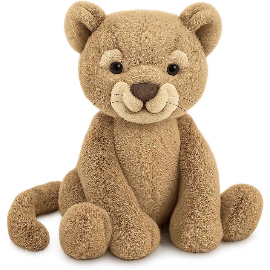 cute mountain lion jellycat stuffed plushie emoji