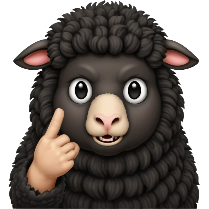 angery black sheep showing the middle finger emoji