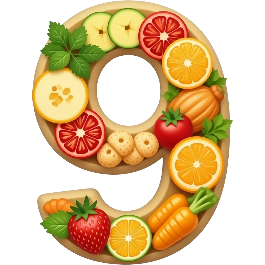 number 9 made of food emoji