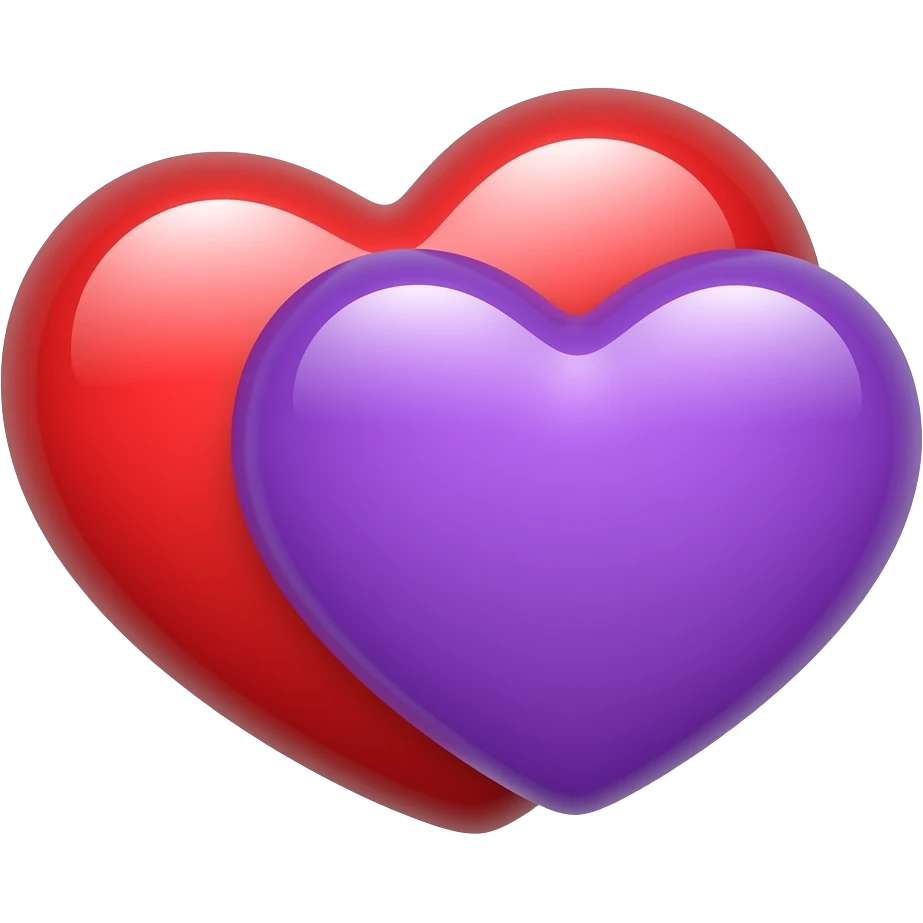 Red heart under a purple heart side by side emoji