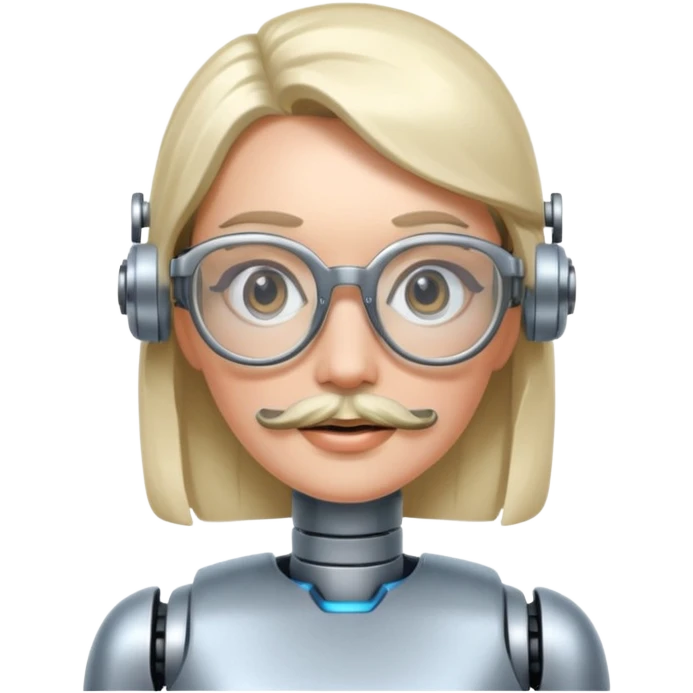 robotic woman with glasses mustache  emoji