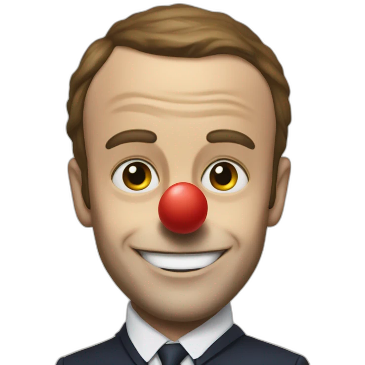 macron with a clown face emoji