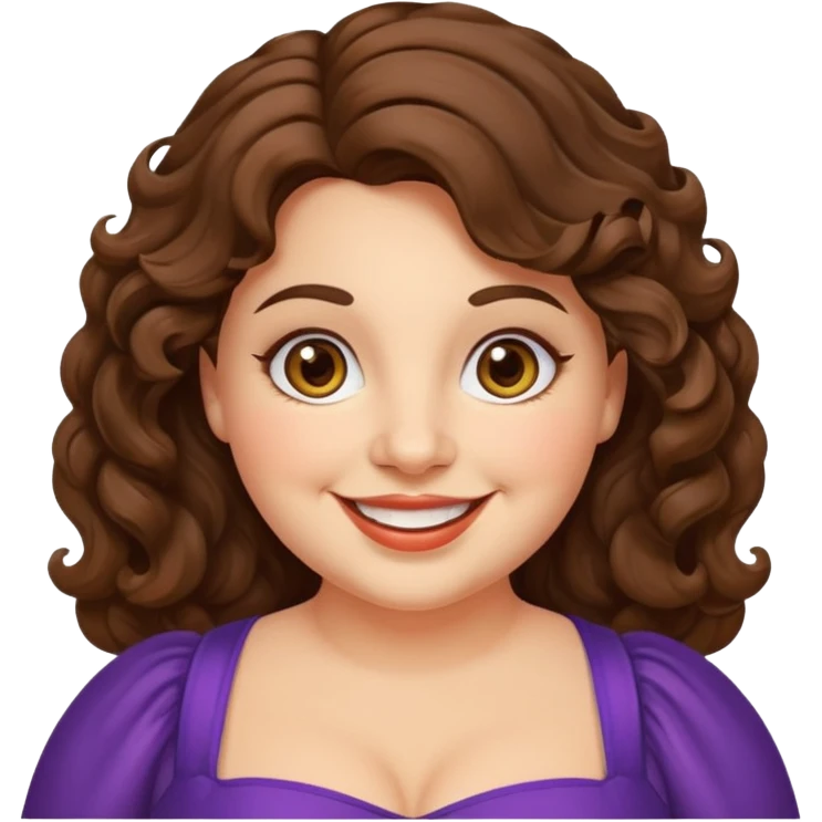 30 yr old italian woman, chubby, brown wavy hair, big brown eyes, huge smile, fancy dress, no bangs emoji