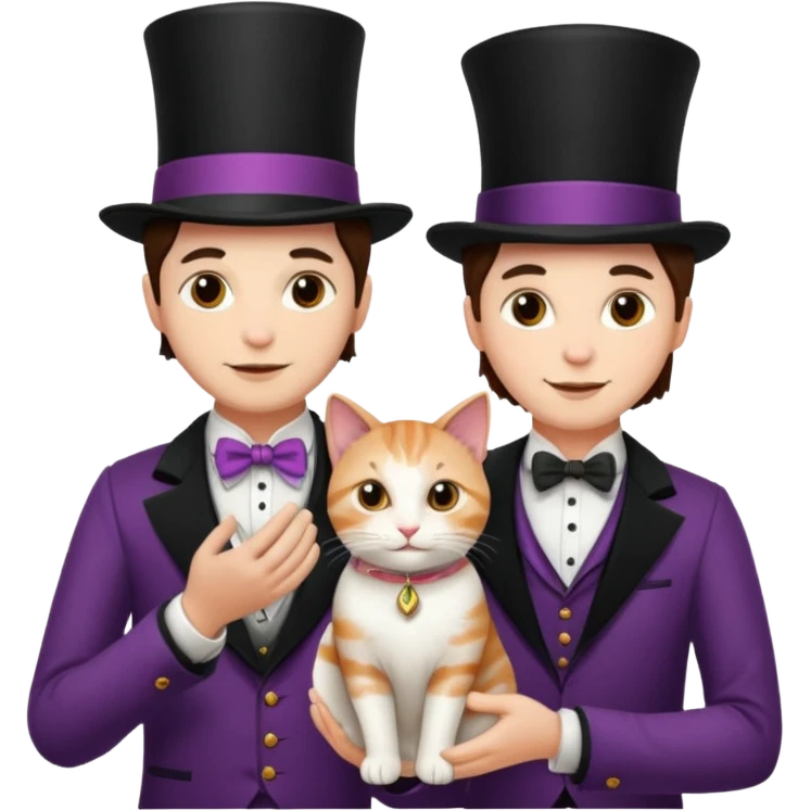 magician couple and their pet cat emoji