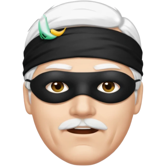 A man with white hare and a black blindfold emoji